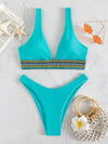 Contrast Trim High Cut Bikini Swimsuit