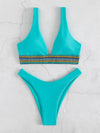 Contrast Trim High Cut Bikini Swimsuit