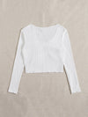 Plus Knot Front Lettuce Trim Rib knit Tee