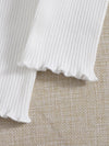 Plus Knot Front Lettuce Trim Rib knit Tee
