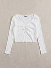 Plus Knot Front Lettuce Trim Rib knit Tee