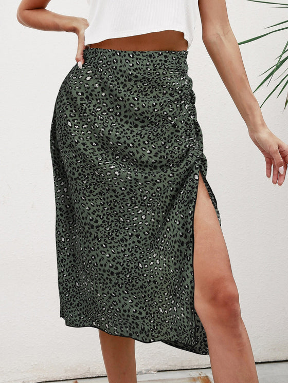 All Over Print Split Thigh Skirt