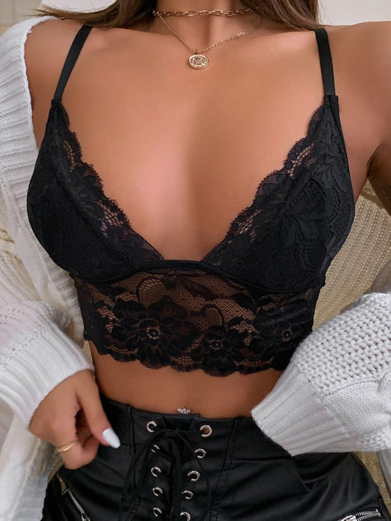 Crisscross Back Crop Lace Cami Top