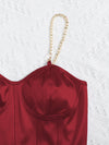 Chain Detail Silky Bustier Cami Crop Top