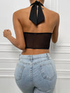 Crisscross Front Cut Out Crop Halter Top