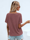 Waffle Knit V Neck Solid Tee