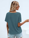 Waffle Knit V Neck Solid Tee