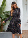 Ditsy Floral Print Flounce Sleeve Dress