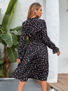 Ditsy Floral Print Flounce Sleeve Dress
