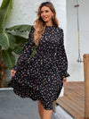 Ditsy Floral Print Flounce Sleeve Dress