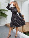Ditsy Floral Print Flounce Sleeve Dress