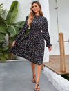 Ditsy Floral Print Flounce Sleeve Dress