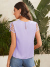 EMERY ROSE Keyhole Neck Lace Sleeve Top