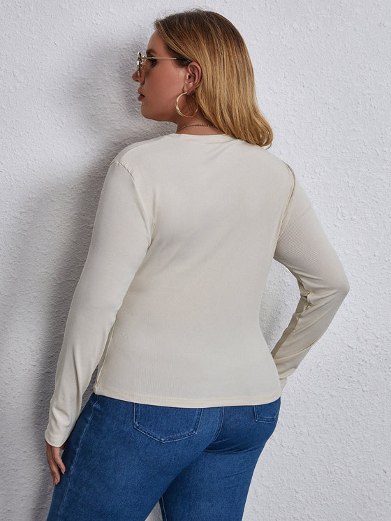 Plus Cut Out Ribbed Knit Tee