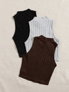 3 Pack Mock Neck Rib knit Tank Top