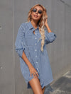 Striped Roll Up Sleeve Shirt Dress