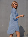 Striped Roll Up Sleeve Shirt Dress