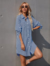 Striped Roll Up Sleeve Shirt Dress