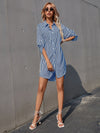 Striped Roll Up Sleeve Shirt Dress