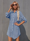 Striped Roll Up Sleeve Shirt Dress
