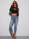 Peekaboo Cross Wrap Front Crop Tee
