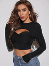 Peekaboo Cross Wrap Front Crop Tee