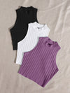 3 Pack Mock Neck Rib knit Tank Top