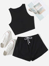 Crop Tank Top Knot Front Shorts