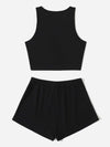 Crop Tank Top Knot Front Shorts