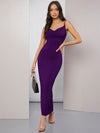 Cowl Neck Ruched Cami Dress