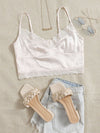 Lace Trim Jacquard Bustier Cami Crop Top