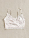 Lace Trim Jacquard Bustier Cami Crop Top