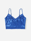 Lace Trim Jacquard Bustier Cami Crop Top