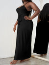 Plus Solid Belted Cami Dress