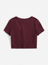Lettuce Edge Button Front Rib knit Top