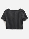 Lettuce Edge Button Front Rib knit Top