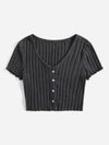 Lettuce Edge Button Front Rib knit Top
