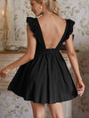 Swiss Dot Ruffle Trim Low Back Dress
