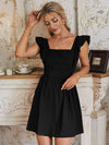 Swiss Dot Ruffle Trim Low Back Dress