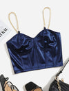 Chain Detail Silky Bustier Cami Crop Top