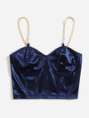 Chain Detail Silky Bustier Cami Crop Top