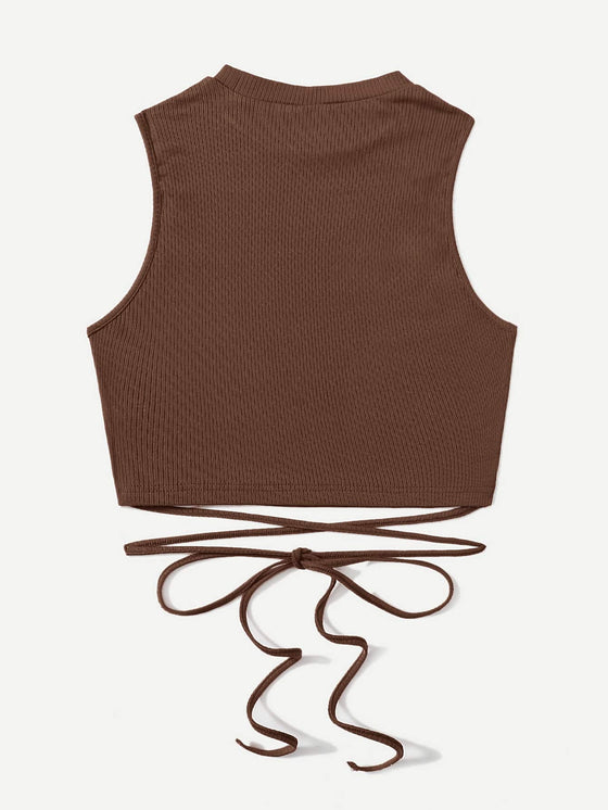 Crisscross Tie Back Crop Tank Top