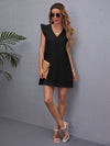 Ruffle Armhole Solid Tunic Dress