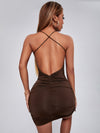 Crisscross Open Back Ruched Bodycon Dress