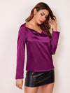 BAE Solid Satin Draped Neck Top
