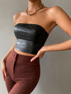 Crop PU Leather Tube Top