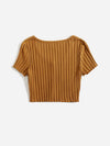 Lettuce Edge Button Front Rib knit Top