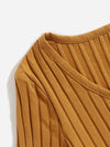 Lettuce Edge Button Front Rib knit Top