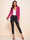Zip Embellished Collarless Blazer