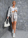 Plaid Pocket Front Blouse